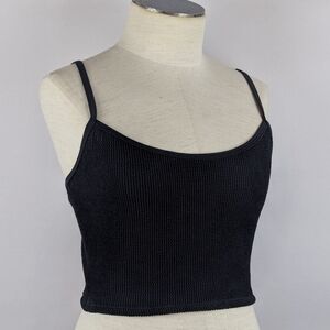 Good American Always Fits Crop Tank Lined Adjustable Straps Black L/XL (3/4) NWT